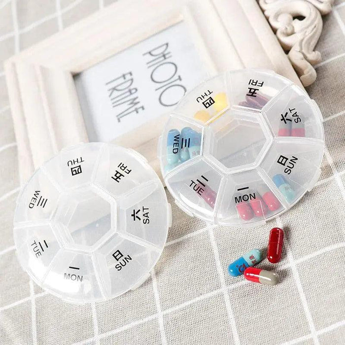 Seven-Day Pill Dispenser with Storage Compartment