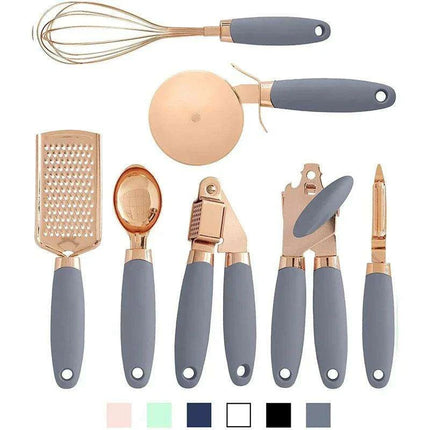 Chic 7-Piece Rose Gold Kitchen Utensil Collection with Stainless Steel Accents