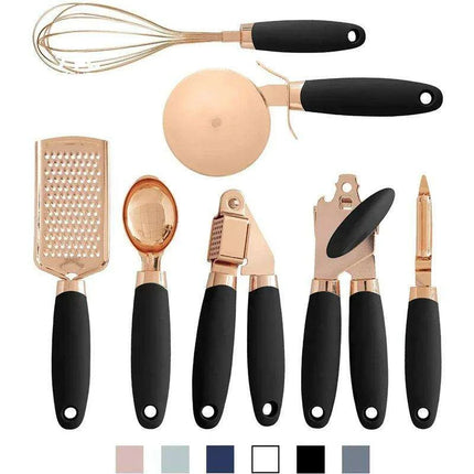 Chic 7-Piece Rose Gold Kitchen Utensil Collection with Stainless Steel Accents