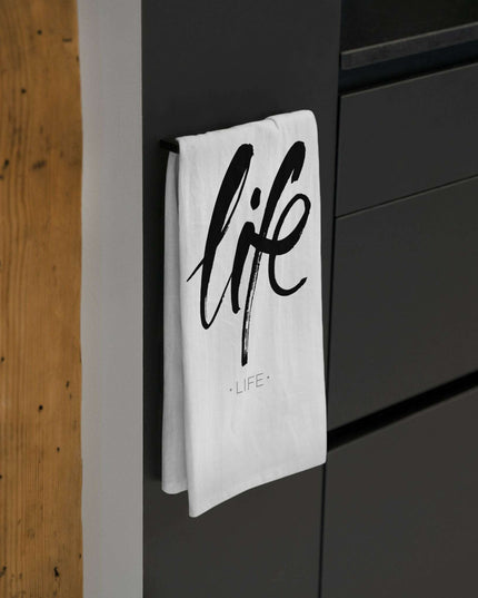 Life Calligraphy Zen Cotton Tea Towel for Stylish Homes