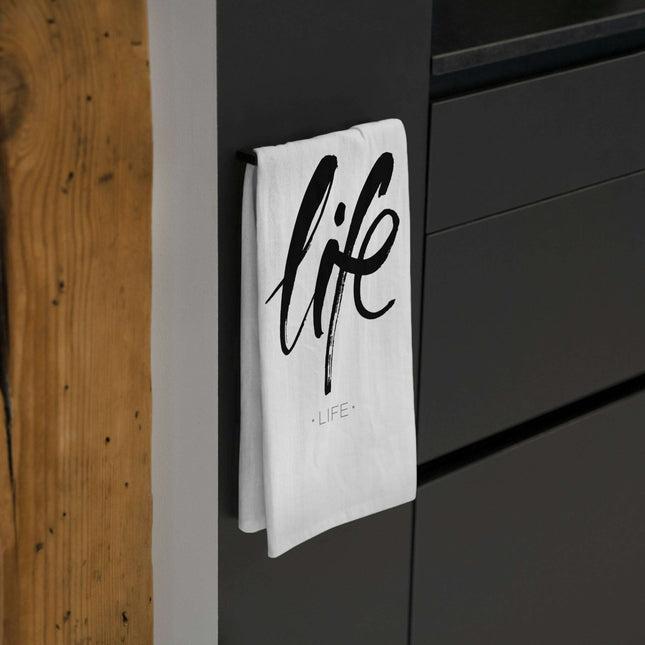 Life Calligraphy Zen Cotton Tea Towel for Stylish Homes