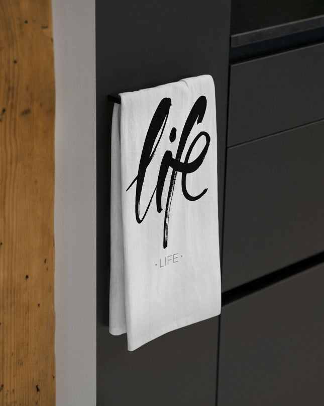 Life Calligraphy Zen Cotton Tea Towel for Stylish Homes