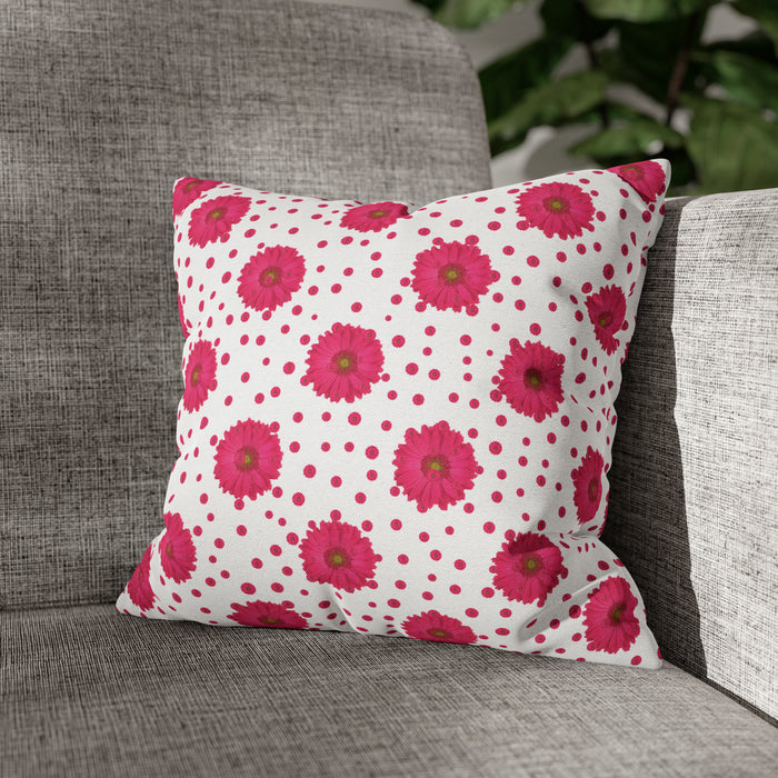 Spring Pink Daisies Decorative Pillow Cover - Soft Microfiber Floral Cushion