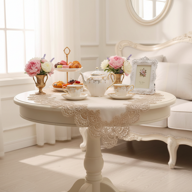 Peekaboo Studio Lace Round Tablecloth - Elegant Design & Durable Fabri