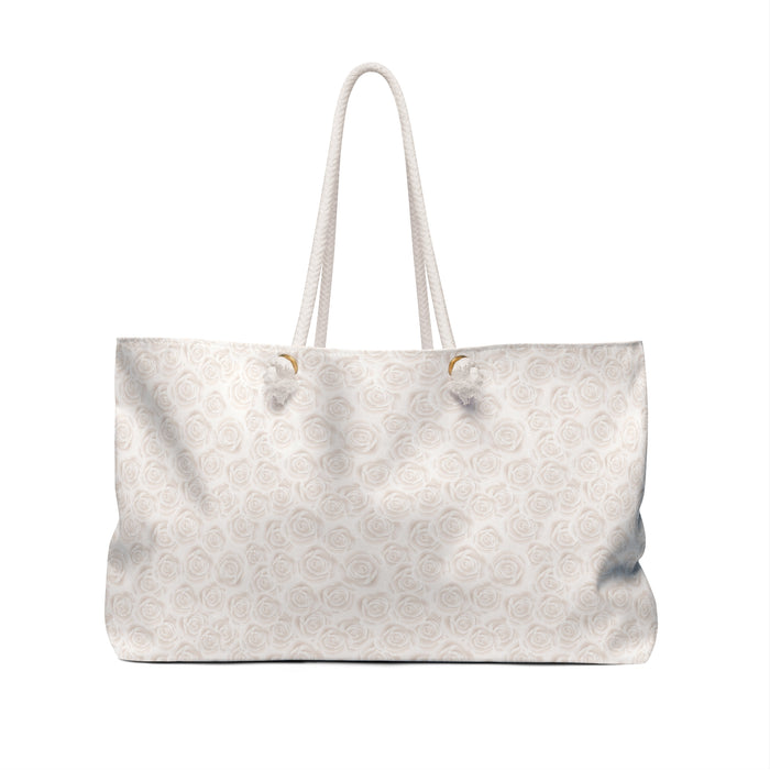 Opulent White Rose Weekender Tote - Elevate Your Travel Experience
