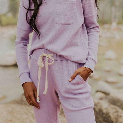 Chic Waffle Knit Lounge Ensemble for Ultimate Comfort
