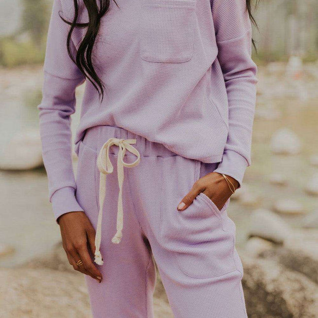 Chic Waffle Knit Lounge Ensemble for Ultimate Comfort