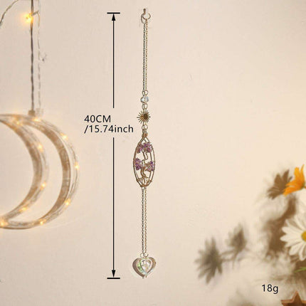 Enchanting Crystal-Embellished Iron Evil Eye Dream Catcher Necklace