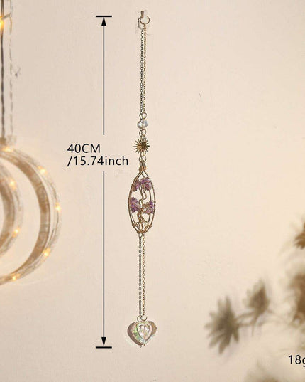 Enchanting Crystal-Embellished Iron Evil Eye Dream Catcher Necklace