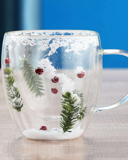 Christmas High Borosilicate Heat-resistant Double Layer Glass Cup