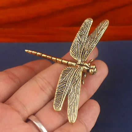 Peekaboo Studio Brass Dragonfly Ornament Tea Pet - Handcrafted Charm