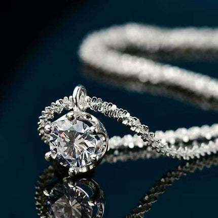 Radiant Sterling Silver Pendant Necklace with 1 Carat Lab-Created Diamond