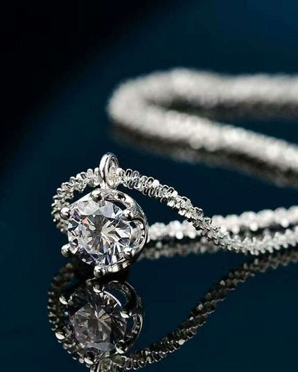 Radiant Sterling Silver Pendant Necklace with 1 Carat Lab-Created Diamond