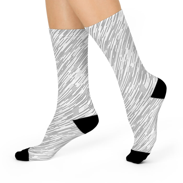 Chic Black and White Crew Socks - Fashionable Gender-Neutral Footwear