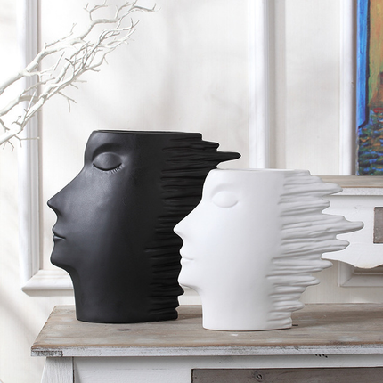 Creative Face Mask Vase White Porcelain Head Nordic Home Decor
