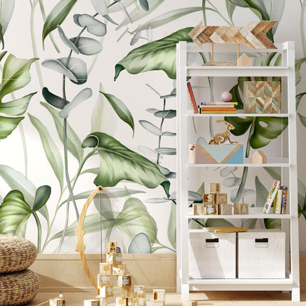 Plant Flower Pattern PVC Self Adhesive Wallpaper Moisture Proof Stain Resistant