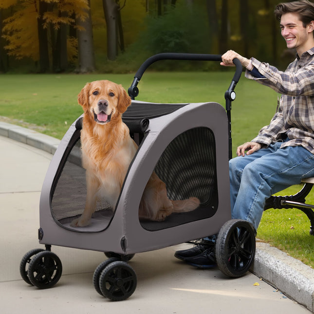 Peekaboo Studio 4-Wheel Pet Stroller, 160lbs Capacity, Portable Design