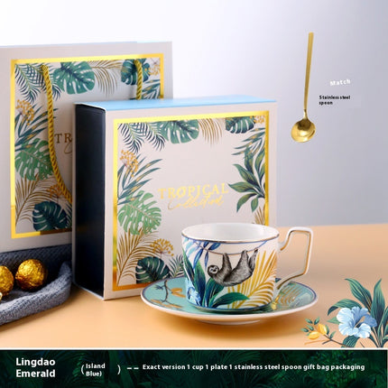 Jungle Ceramic European Light Luxury Hand Painted Cup And Saucer Suit