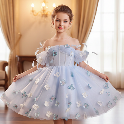 Peekaboo Studio Girl Flower Girl Wedding Dress with Piano Performance