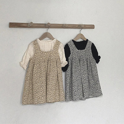 Girls' Three-dimensional Lace Vintage Floral Vest Dress