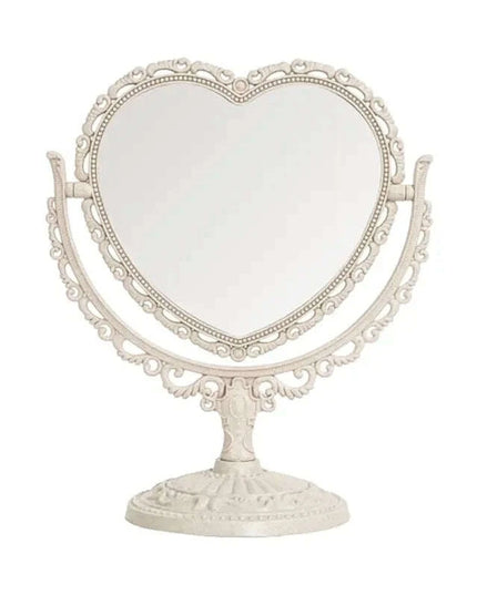 Vintage Nordic Heart-Shaped Acrylic Double-Sided Rotatable Makeup Mirror