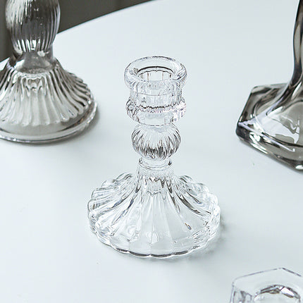 European Style Retro Wedding Long Pole Glass Candle Holder