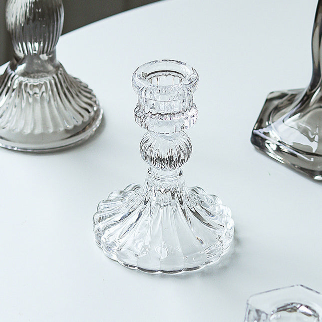 European Style Retro Wedding Long Pole Glass Candle Holder