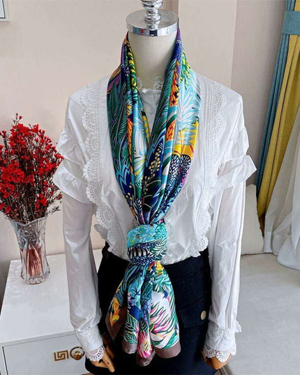 Elegant Summer Botanica Silk Scarf: Effortless Chic for Your Wardrobe