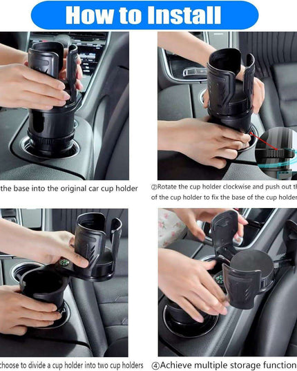 Adjustable Dual Cup Holder & Organizer with Rotating Function | Superior Stability for On-the-Go Convenience