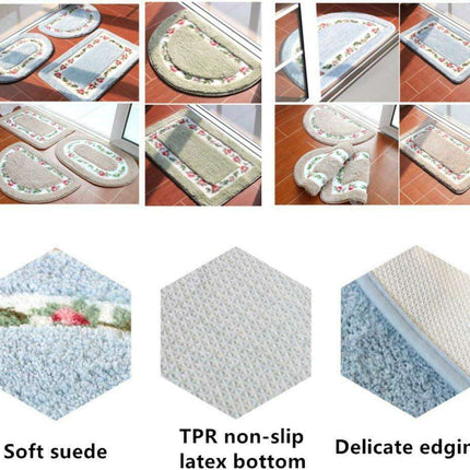 Chic Pink Rose Oval Rug Set - 2 Elegant Mats for Stylish Home Decor