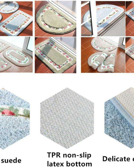 Chic Pink Rose Oval Rug Set - 2 Elegant Mats for Stylish Home Decor