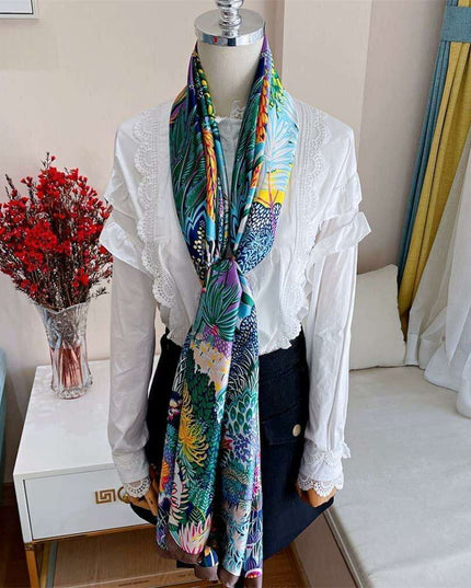 Elegant Summer Botanica Silk Scarf: Effortless Chic for Your Wardrobe