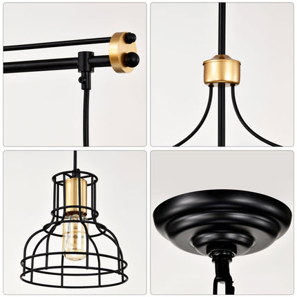 Room & Decor 40" Matte Black & Gold Linear Chandelier, 4 Lights