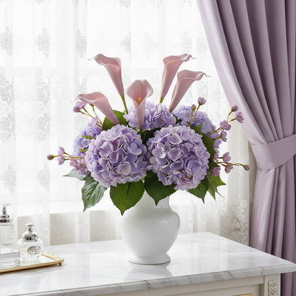 Peekaboo Studio Hydrangea Artificial Flower Bouquet - Realistic & Mois