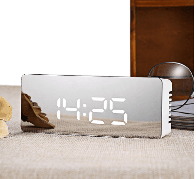 Sleek LED Mirror Alarm Clock with Temperature & Night Mode for Stylish Mornings
