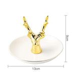 White Plate+Deer Head Horn (Plate 13cm)