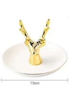 White Plate+Deer Head Horn (Plate 13cm)