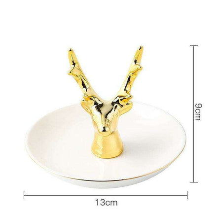 Luxurious Gold Ceramic Jewelry Holder with Hanging Tray