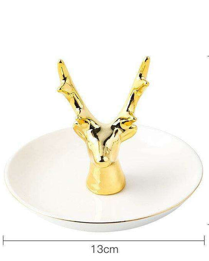 Luxurious Gold Ceramic Jewelry Holder with Hanging Tray