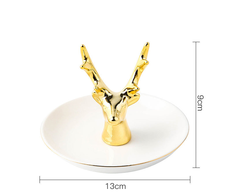 Elegant Gold Ceramic Jewelry Stand with Hanging Tray