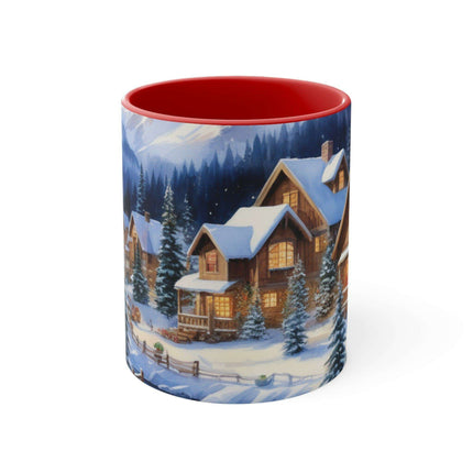 Colorful Holiday Cheer Ceramic Coffee Mug - 11oz Two-Tone Design