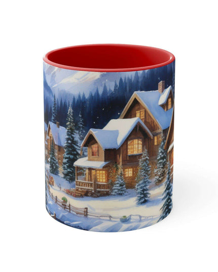 Colorful Holiday Cheer Ceramic Coffee Mug - 11oz Two-Tone Design