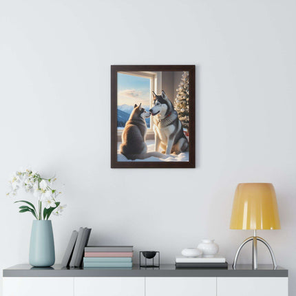Sustainable Holiday Husky Vertical Wall Art Print
