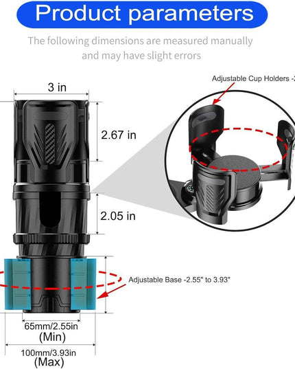 Adjustable Dual Cup Holder & Organizer with Rotating Function | Superior Stability for On-the-Go Convenience