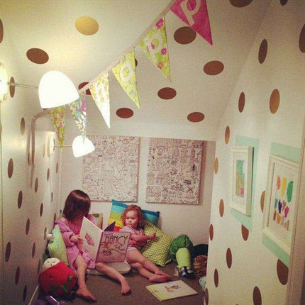 Golden Magic Dot Wall Decals: Chic Home Decor for Kids and Interior Styling