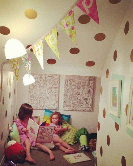 Golden Magic Dot Wall Decals: Chic Home Decor for Kids and Interior Styling