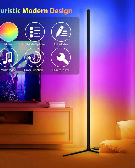Modern Smart RGB LED Floor Lamp with Music Sync and App Control for Stylish Living Spaces