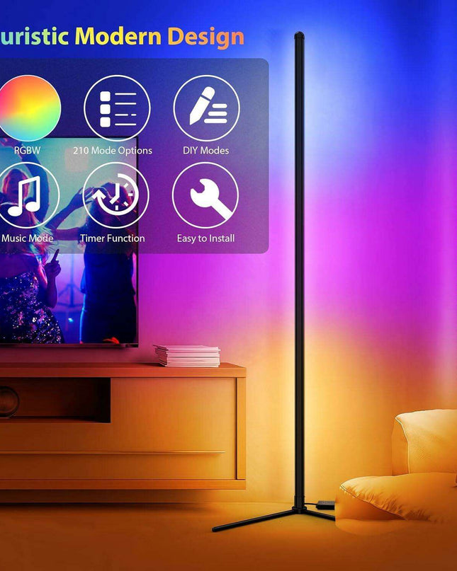 Modern Smart RGB LED Floor Lamp with Music Sync and App Control for Stylish Living Spaces