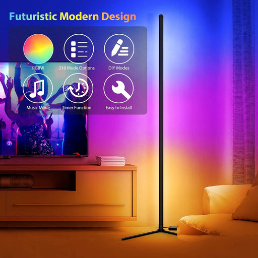 Modern RGB LED Corner Floor Lamp for Bedroom Decor & Living Room