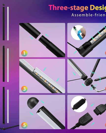 Modern Smart RGB LED Floor Lamp with Music Sync and App Control for Stylish Living Spaces